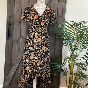 High Low Floral Wrap Dress